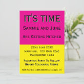 Bright Pink & Yellow Wedding Invitation | Fun Kaart (Staand voorkant)