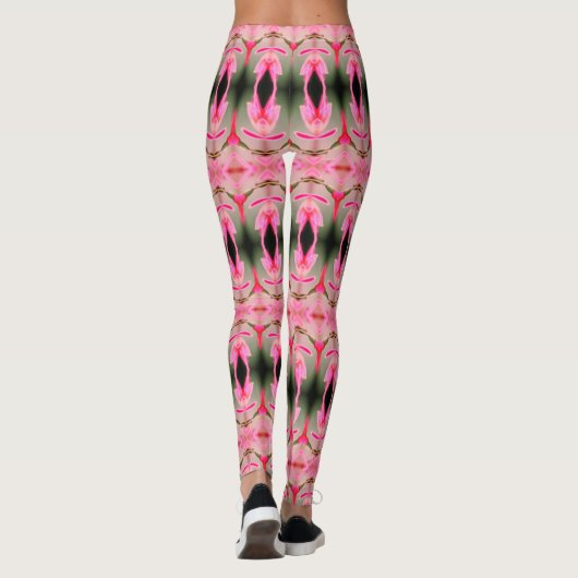 Bright Pinks en Forest Green Dames Leggings (Achterkant)