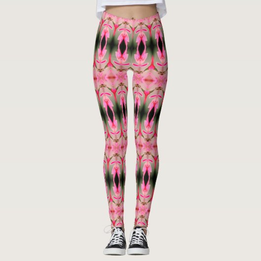 Bright Pinks en Forest Green Dames Leggings (Voorkant)