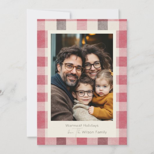 Bright Plaid Gezellig Warm Familie Foto Feestdagenkaart (Voorkant)