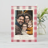 Bright Plaid Gezellig Warm Familie Foto Feestdagenkaart (Staand voorkant)