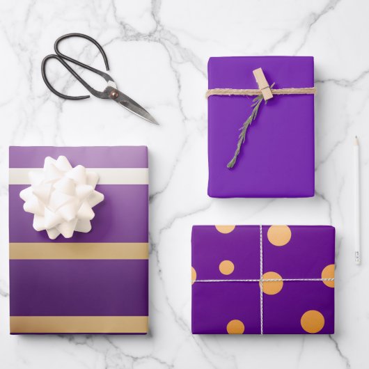 Bright Plum Paarse en Gold Inpakpapier Vel (Voorkant)