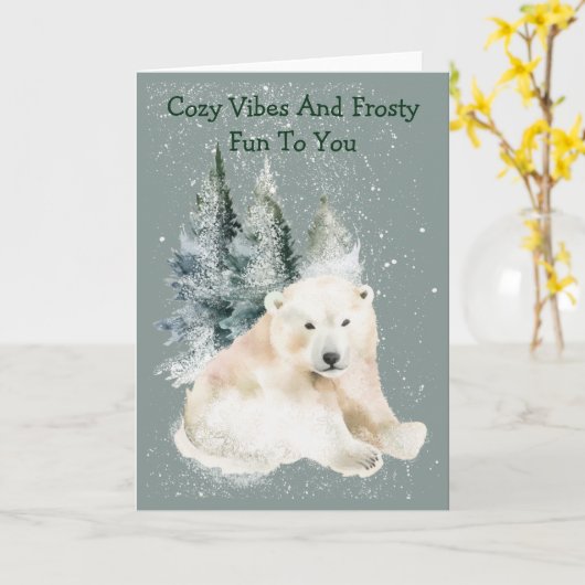 Bright Polar Play Winter Greeting Card Kaart (Gele Bloem)
