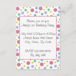 Bright Polka Dot Invitation Kaart
