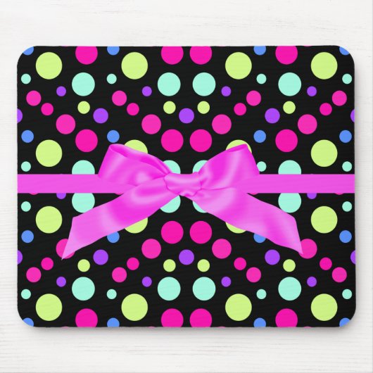 BRIGHT POLKA DOT PINK BOW MUISMAT (Voorkant)
