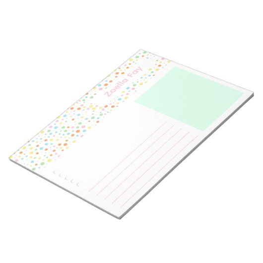 Bright Polka Dot Student Aangepaste naam Notitieblok (Schuin)