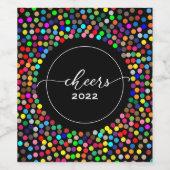 Bright Polka Dots CHEERS nieuwe jaren Eve Wine Lab Wijn Etiket (Enkel label)