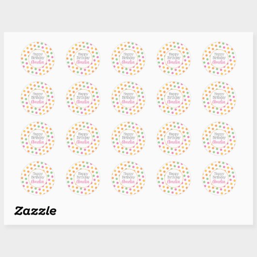 Bright Polka Dots Ronde Sticker (Vel)