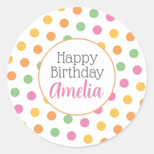 Bright Polka Dots Ronde Sticker (Voorkant)