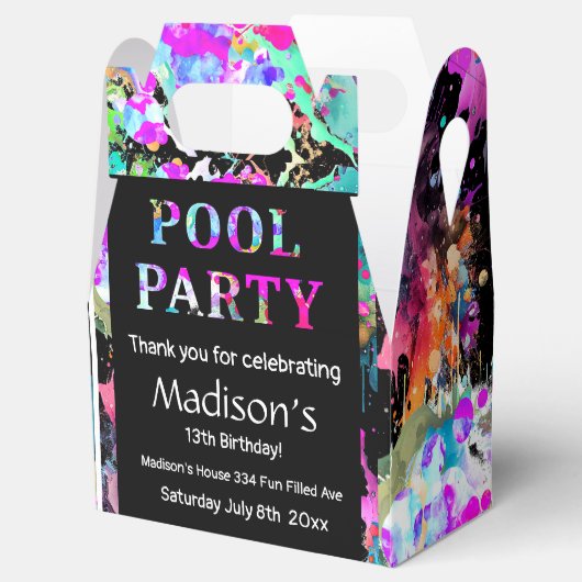 Bright Pool Party Verjaardag, 13e verjaardag Bedankdoosjes (Geopend)