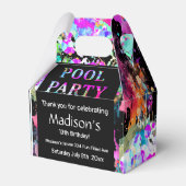 Bright Pool Party Verjaardag, 13e verjaardag Bedankdoosjes (Voorkant Zijde)