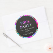 Bright Pool Party verjaardag, elke leeftijd, dank  Ronde Sticker (Envelop)