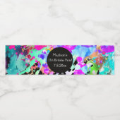 Bright Pool Party verjaardag, elke leeftijd, dank  Waterfles Etiket (Enkel label)