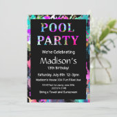Bright Pool Party verjaardag, uitnodiging (Staand voorkant)