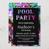 Bright Pool Party verjaardag, uitnodiging (Voorkant / Achterkant)