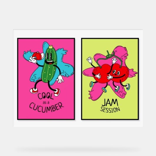 Bright Pop Art Donut & Veggie Duo Posters – Grappi (Voorkant)