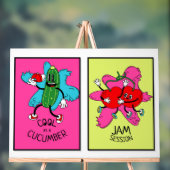 Bright Pop Art Donut & Veggie Duo Posters – Grappi (Neutraal)