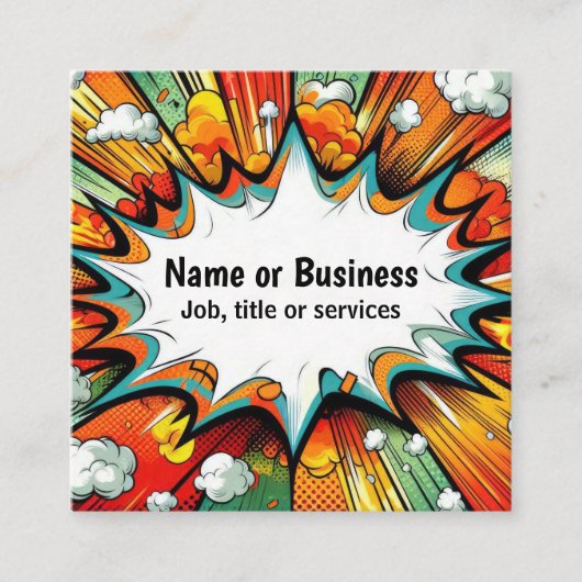 Bright pop art vierkante visitekaartje (Voorkant)