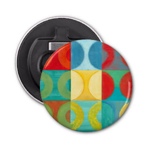 Bright Pop Art with Circles and Squares Button Flesopener