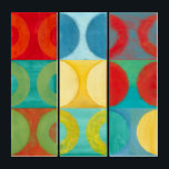 Bright Pop Art with Circles and Squares Drieluik<br><div class="desc">Fluorescent is not just for lights anymore as proven by this wonderfully bright pop art piece. This print is a mash of square grids with colored circles inside. If you love abstract art you'l love this print!</div>