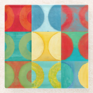 Bright Pop Art with Circles and Squares Glazen Onderzetter