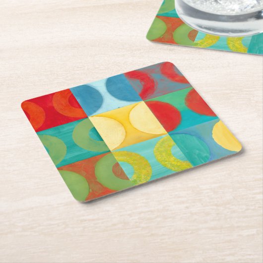 Bright Pop Art with Circles and Squares Kartonnen Onderzetters (Schuin)
