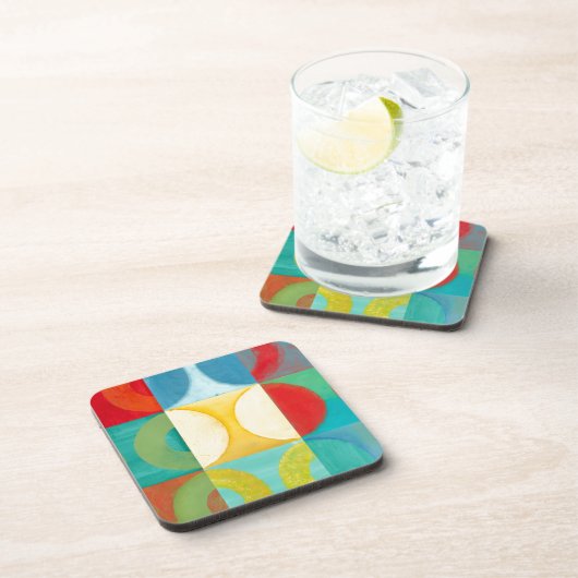 Bright Pop Art with Circles and Squares Onderzetter (Rechterzijde)