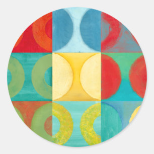 Bright Pop Art with Circles and Squares Ronde Sticker