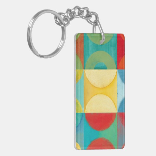 Bright Pop Art with Circles and Squares Sleutelhanger (Voorkant Links)