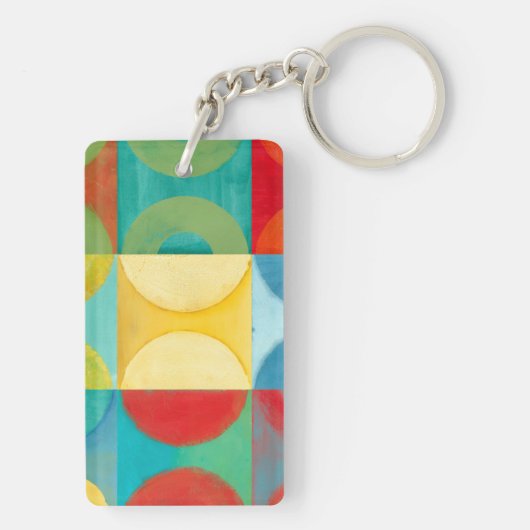 Bright Pop Art with Circles and Squares Sleutelhanger (achterkant)