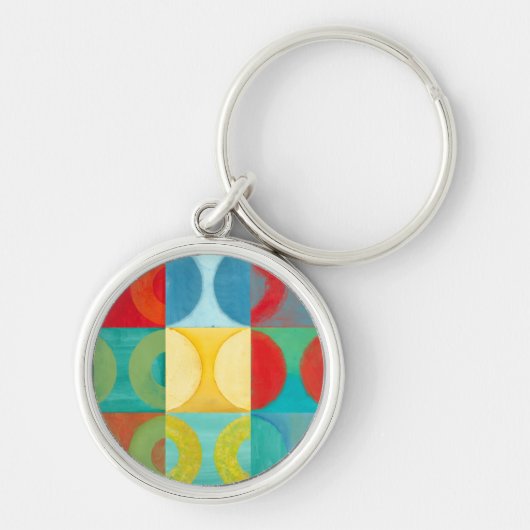 Bright Pop Art with Circles and Squares Sleutelhanger (Voorkant)