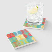 Bright Pop Art with Circles and Squares Stenen Onderzetter (Zijkant)