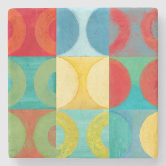 Bright Pop Art with Circles and Squares Stenen Onderzetter (Voorkant)