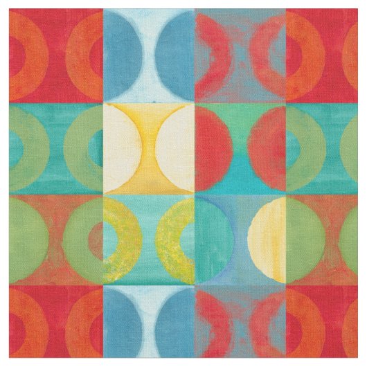 Bright Pop Art with Circles and Squares Stof (Close Up)
