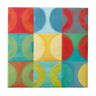 Bright Pop Art with Circles and Squares Tegeltje