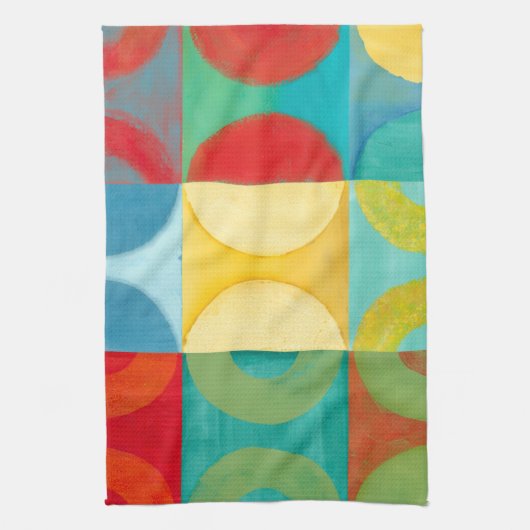 Bright Pop Art with Circles and Squares Theedoek (Verticaal)