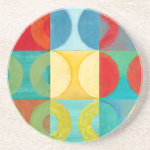 Bright Pop Art with Circles and Squares Zandsteen Onderzetter