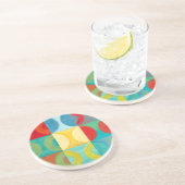 Bright Pop Art with Circles and Squares Zandsteen Onderzetter (Zijkant)