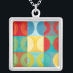 Bright Pop Art with Circles and Squares Zilver Vergulden Ketting<br><div class="desc">Fluorescent is not just for lights anymore as proven by this wonderfully bright pop art piece. This print is a mash of square grids with colored circles inside. If you love abstract art you'l love this print!</div>