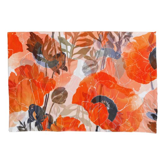 Bright Poppies Imprints: naadloze kunst Kussensloop (Voorkant)