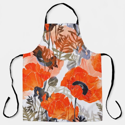 Bright Poppies Imprints: naadloze kunst Schort (Voorkant)