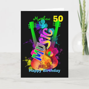 Bright Popping Guitar Music Gevoelige Happy Birthd Kaart