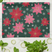 Bright Preppy Christmas Poinsettias Kitchen Towels Theedoek (Gevouwen)