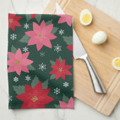 Bright Preppy Christmas Poinsettias Kitchen Towels Theedoek (Quarter Fold)