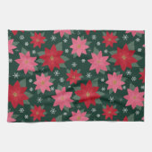 Bright Preppy Christmas Poinsettias Kitchen Towels Theedoek (Horizontaal)