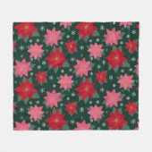 Bright Preppy Christmas Poinsettias Throw Blanket Fleece Deken (Voorkant (Horizontaal))