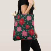 Bright Preppy Christmas Poinsettias Tote Bag (Dichtbij)