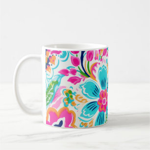 Bright Preppy Paisley Bloemen Kleurrijke Bloemen Koffiemok