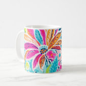 Bright Preppy Paisley Bloemen Kleurrijke Bloemen Koffiemok (Voorkant links)