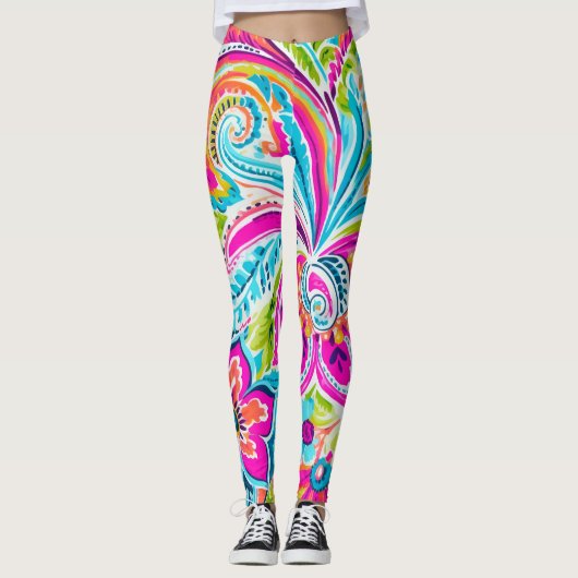 Bright Preppy Paisley Leggings (Voorkant)